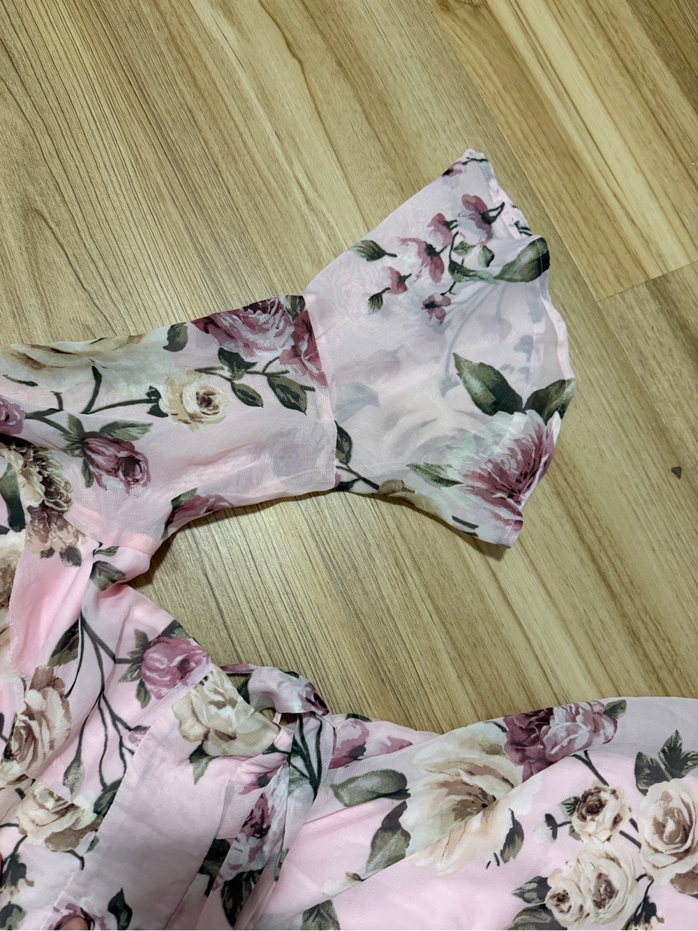 Miss Avenue Pink Floral V-Neck Romper with Waist Tie - Picture 3 of 6
